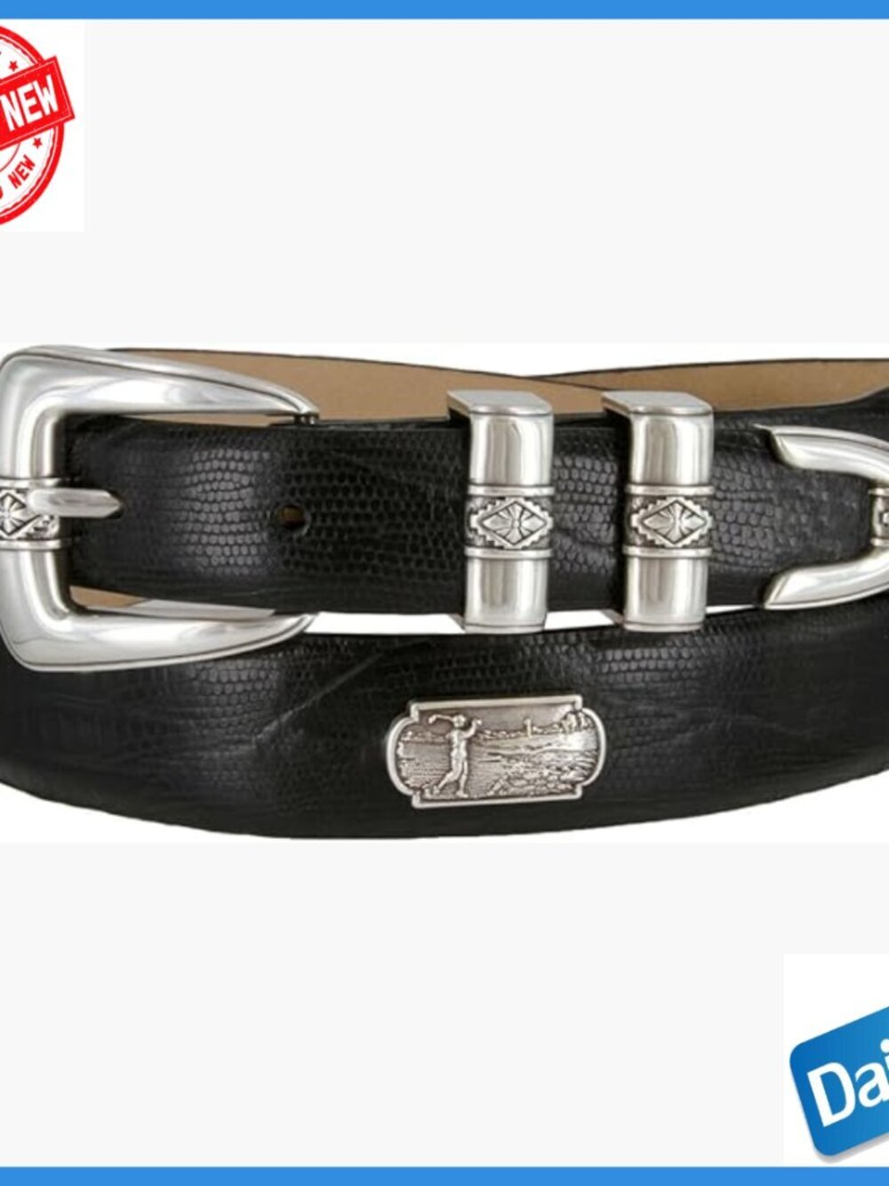 Genuine Full-Grain Leather Belt with Golf Medallions, 1-1/8" Wide - Picture 1 of 1